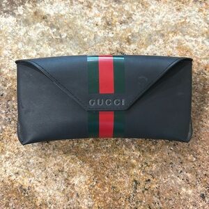 Vintage Black Red/ Green Stripe Gucci Hard Eyeglass Case Magnetic Closure